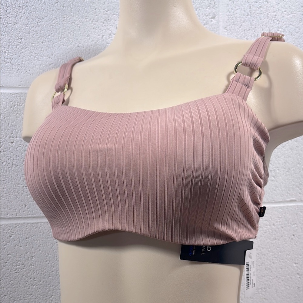 NWT dusty pink ribbed La Vie En Rose Aqua bikini top​​